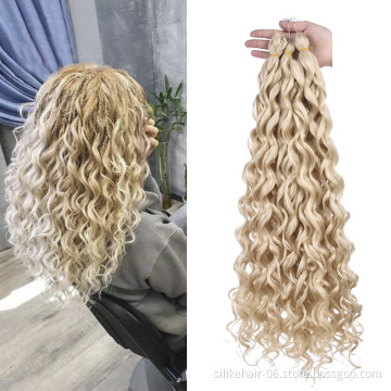24 inch Ombre Blonde Brown Pink Grey Afro Curl Water Wave Braids Ocean Wave Curly Synthetic Crochet Braiding Hair Extension